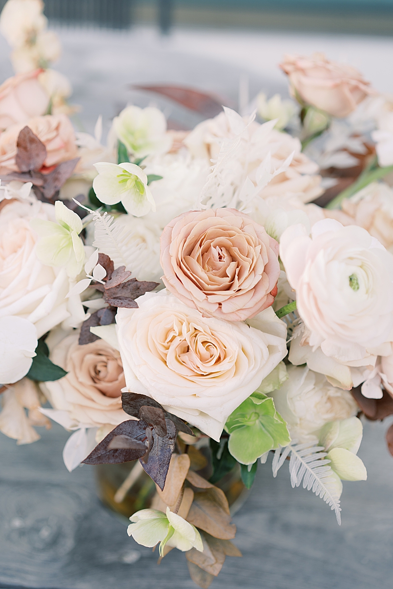 wedding floral detail shot at south congress wedding