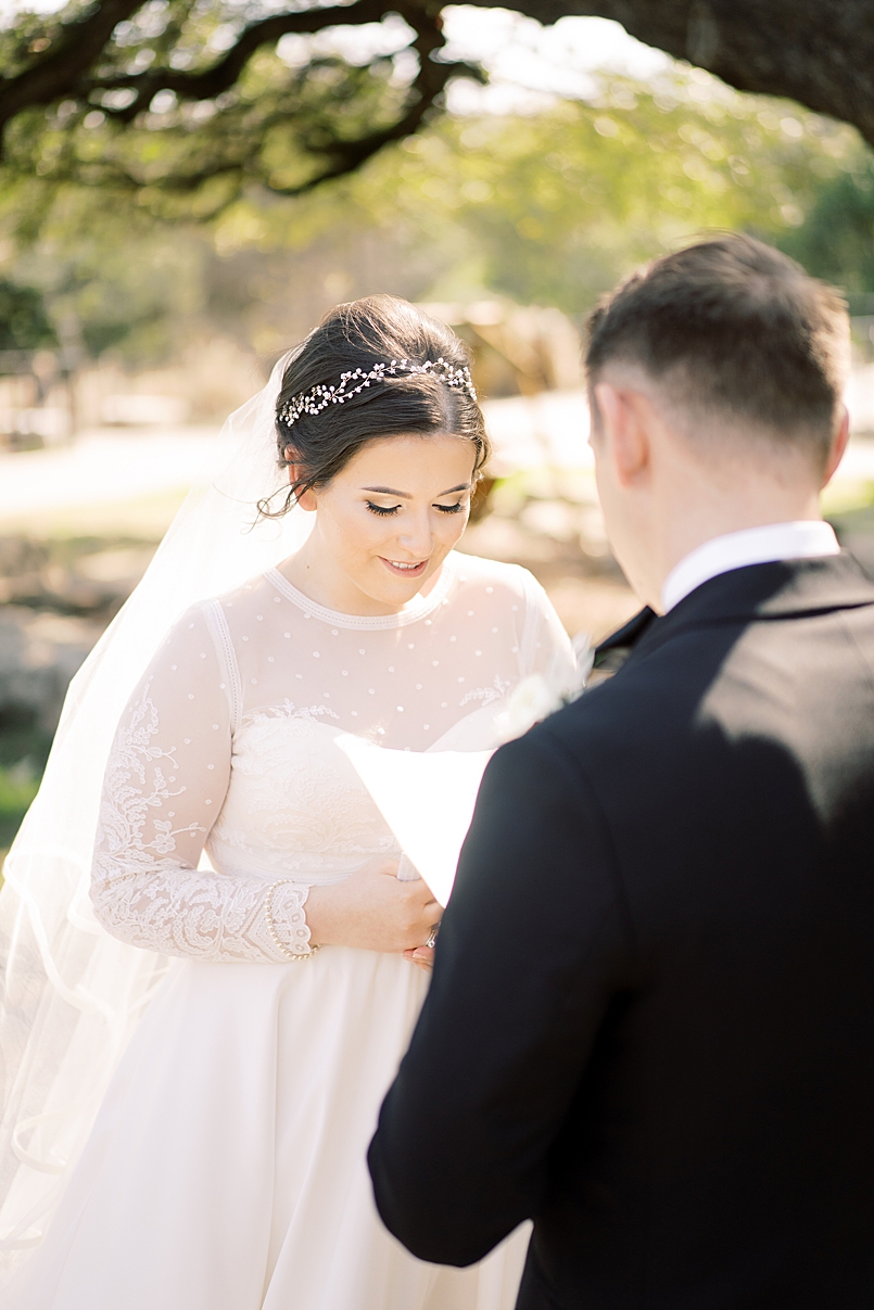 first look with bride and groom at south congress wedding