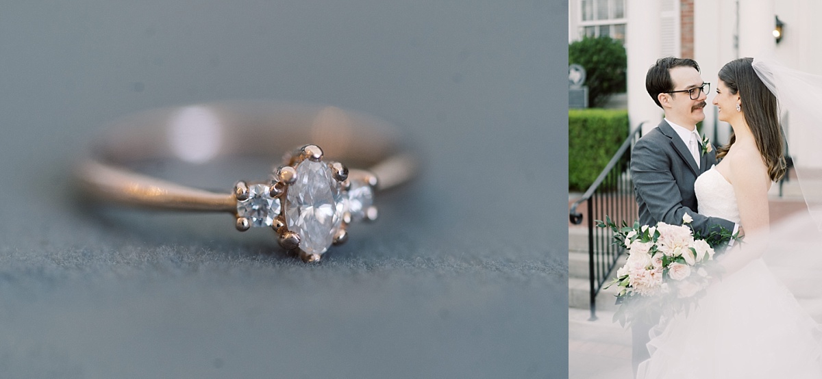 Beautiful diamond ring with gold band, wedding detail photography by Paige Vaughn Photography in Austin, Texas.