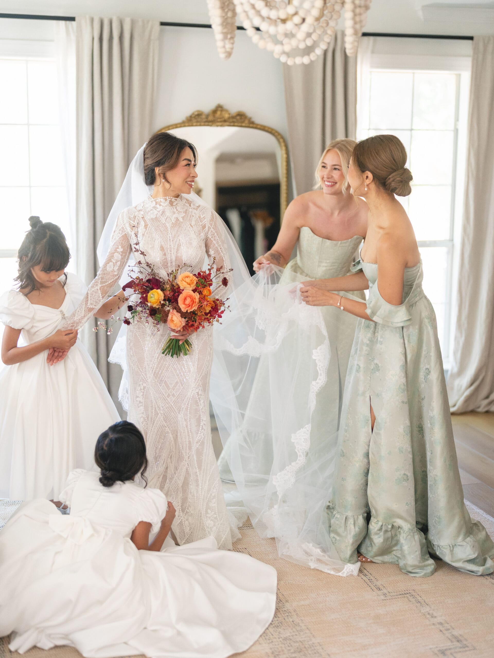 Bride getting ready in the bridal suite at The Addison Grove, joyful candid moments and soft natural light