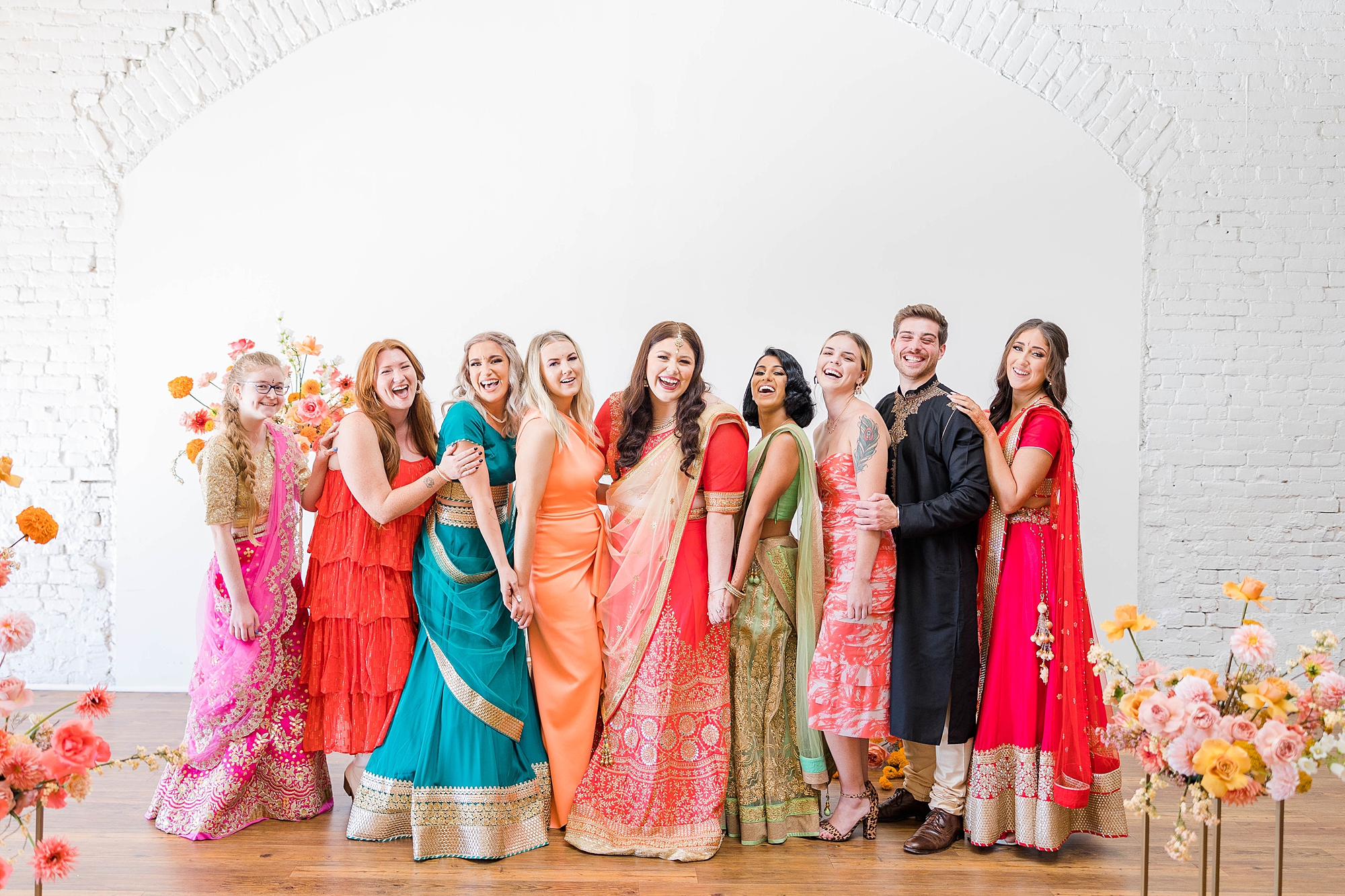Joyful portrait of bride and groom mid-celebration at their fall wedding weekend in Texas