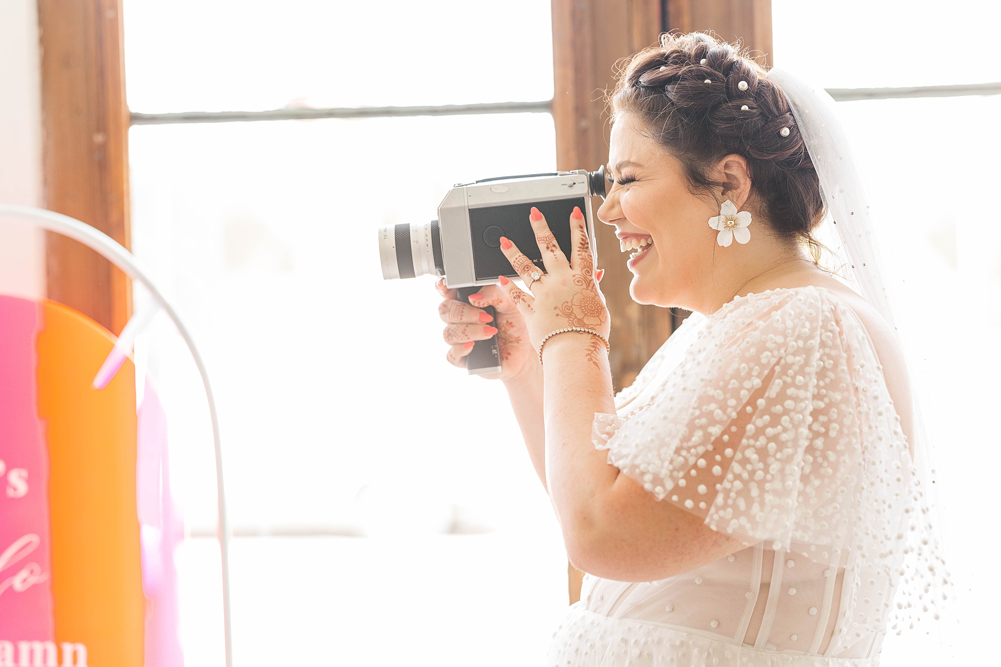 Autumn wedding ceremony with deep jewel tones, fun patterns and joyful family moments, bride and groom portraits