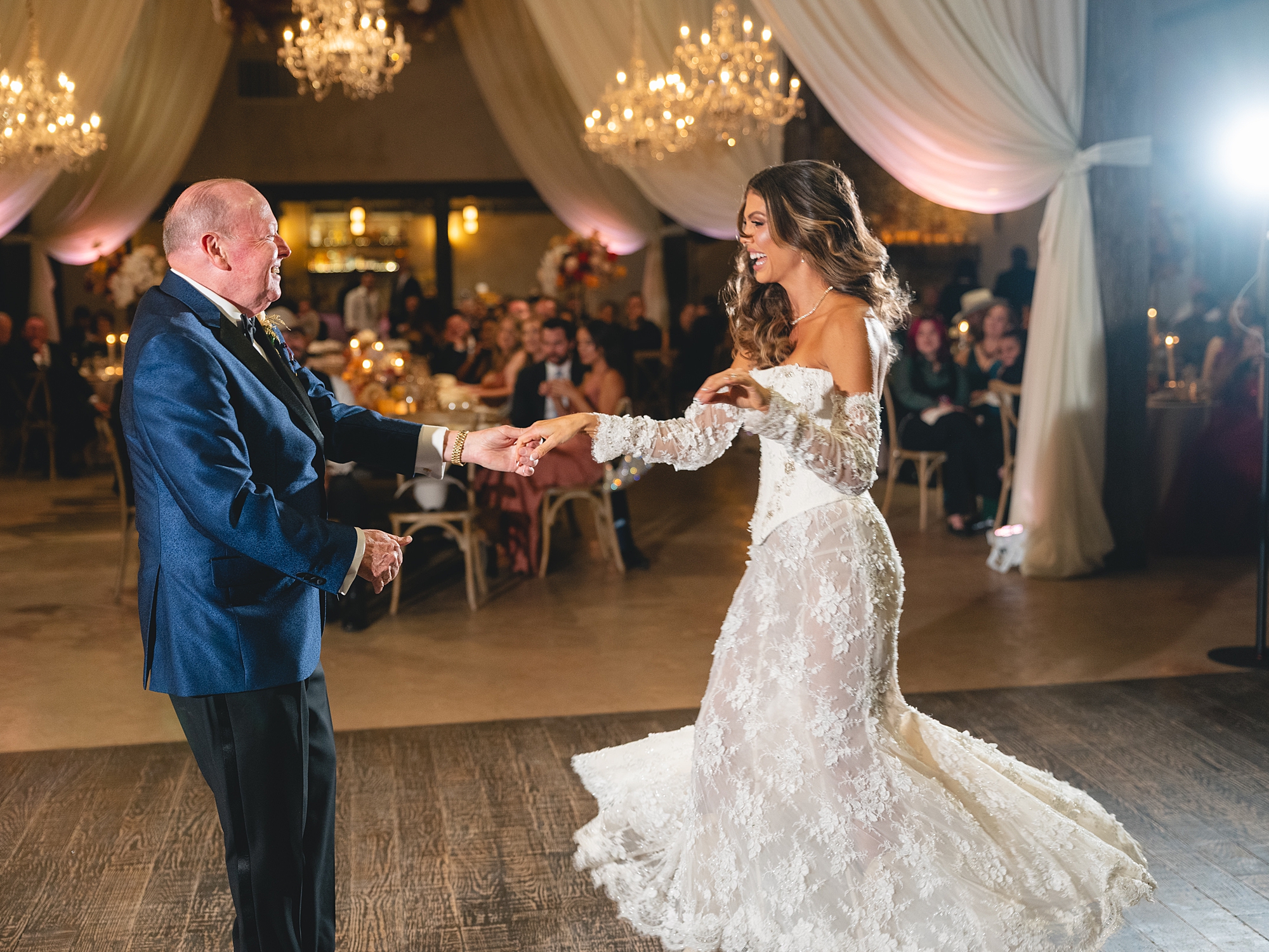 first dances on the reception dance floor at San Antonio wedding celebration
