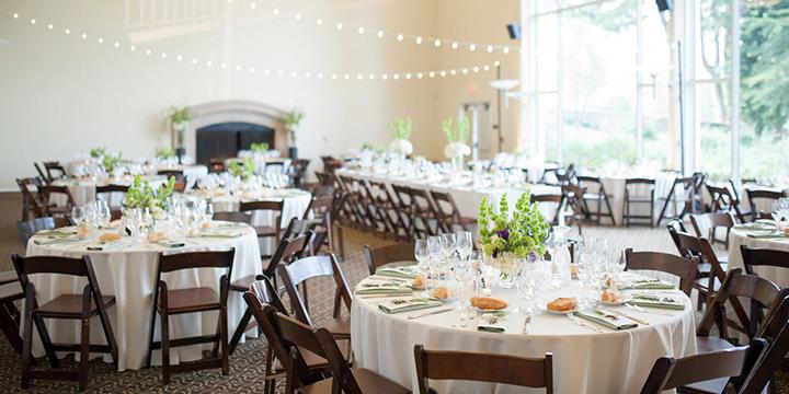 Wedding reception set-up at historic San Francisco wedding venue the Golden Gate Club at Presidio