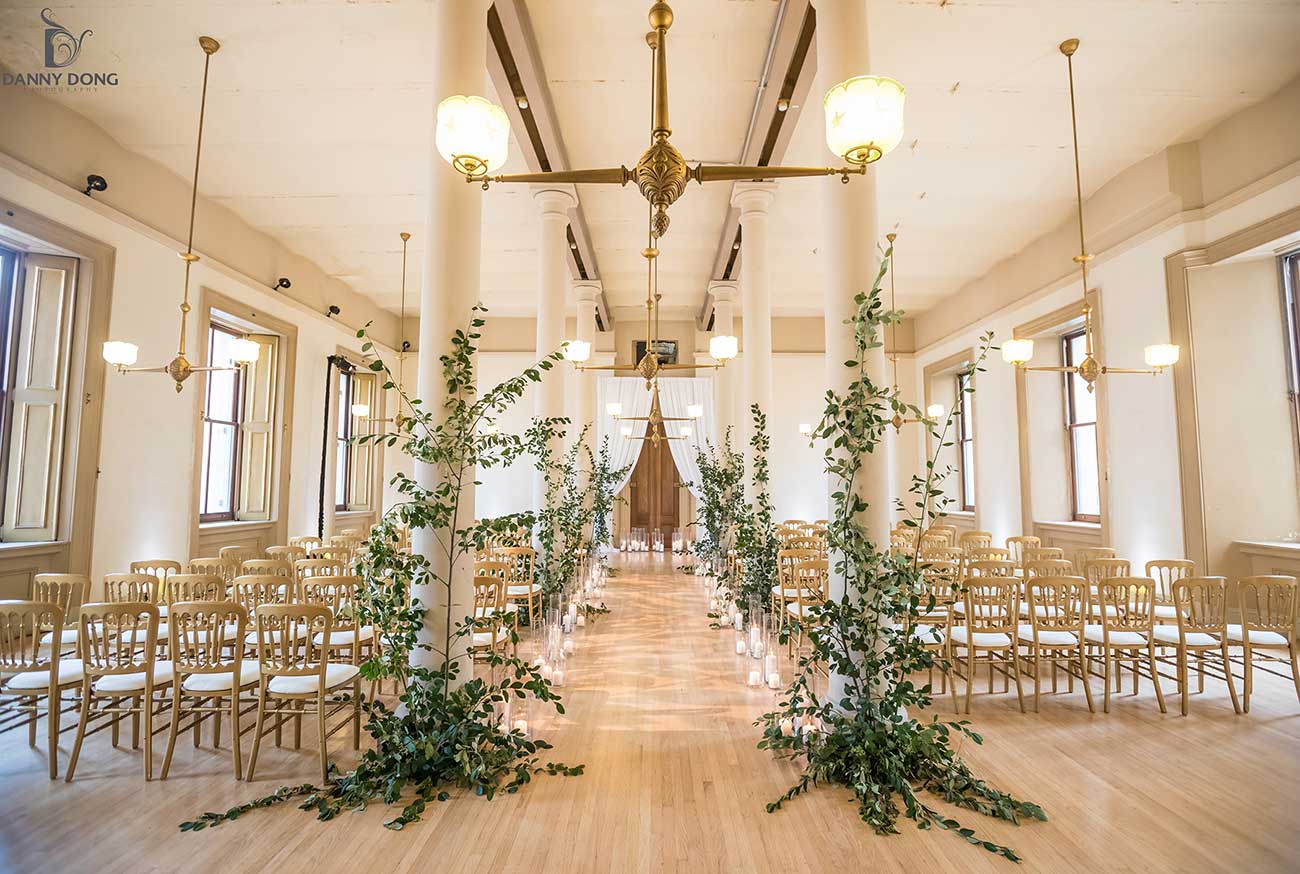 Gorgeous ceremony set-up at one of the most popular San Francisco wedding venues, the San Francisco Mint
