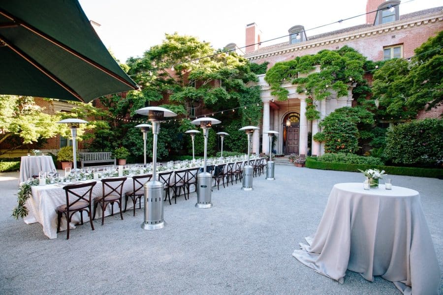 Outdoor wedding reception set up at Filoli; one of the popular outdoor wedding venues in the Bay Area