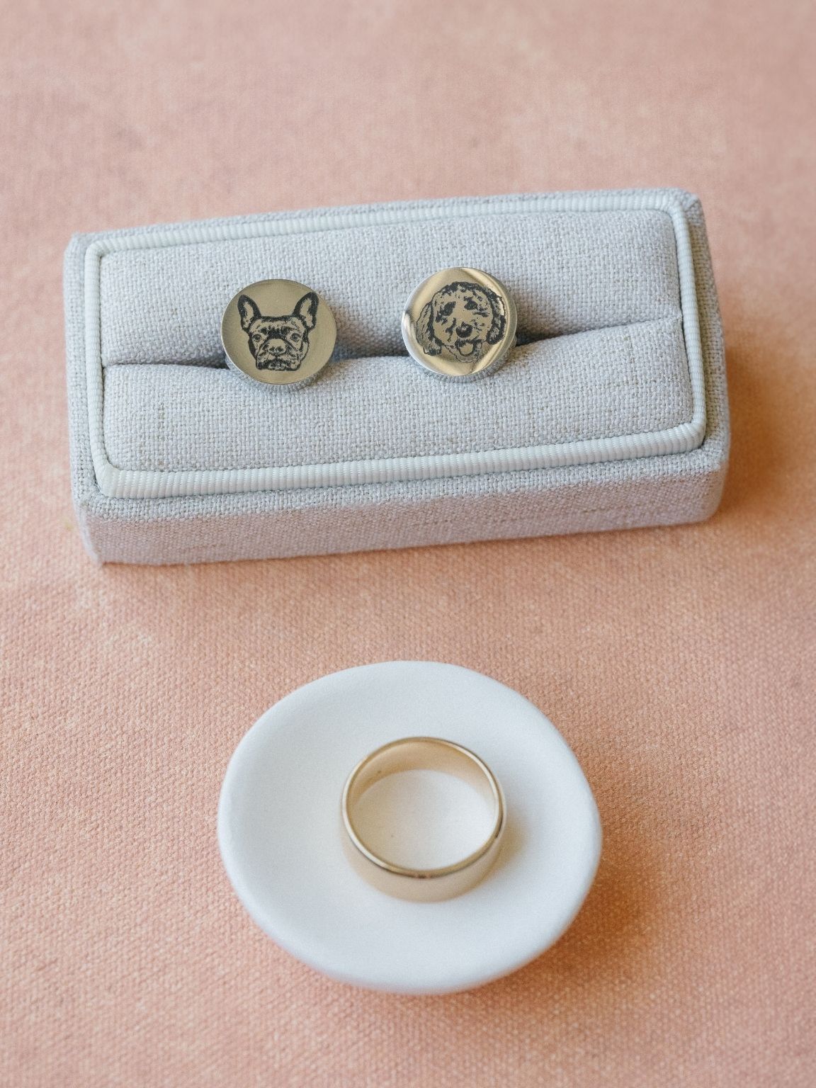 groom details and custom dog cufflinks