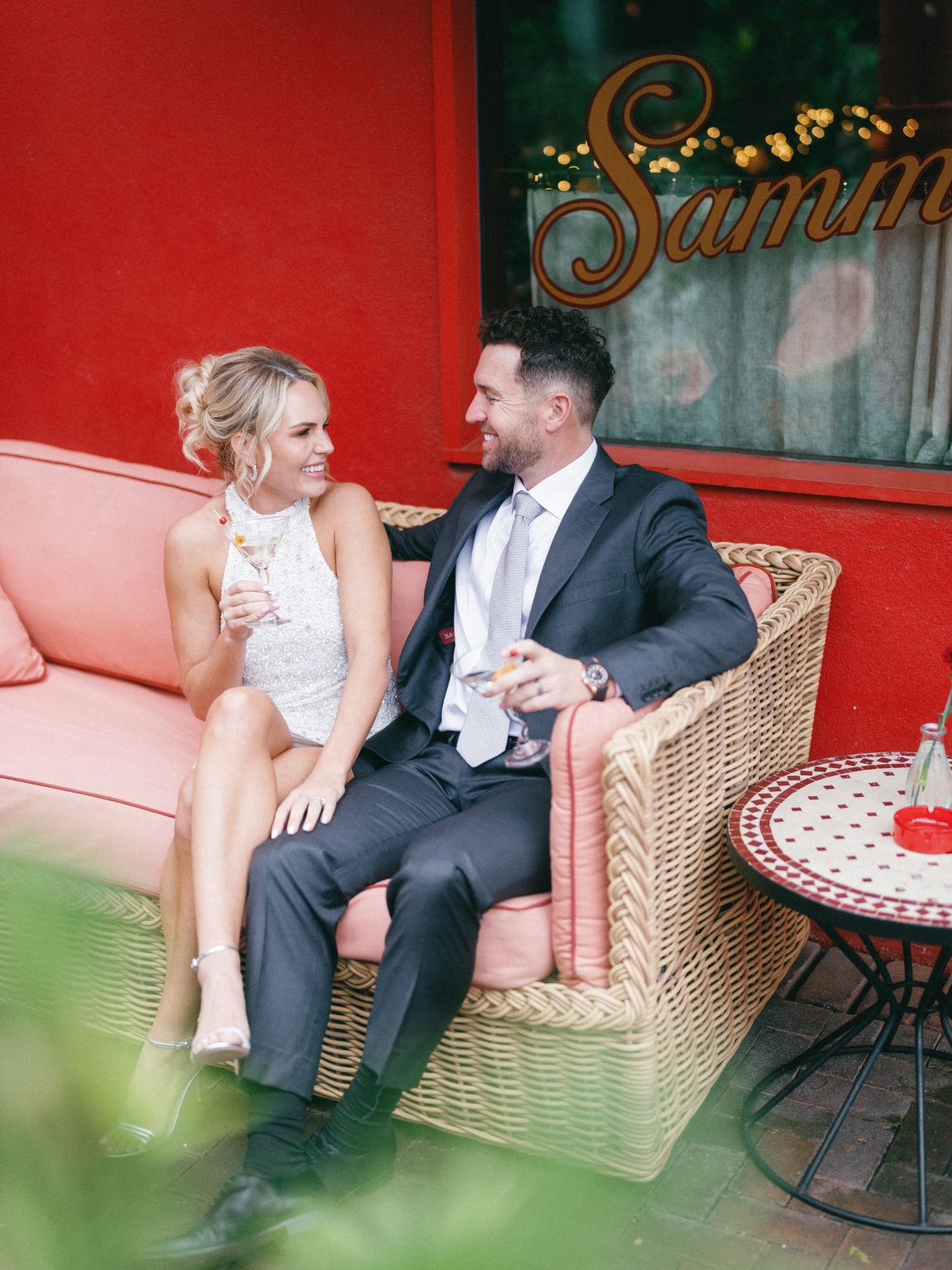 bride and groom chic and moody austin engagement photos