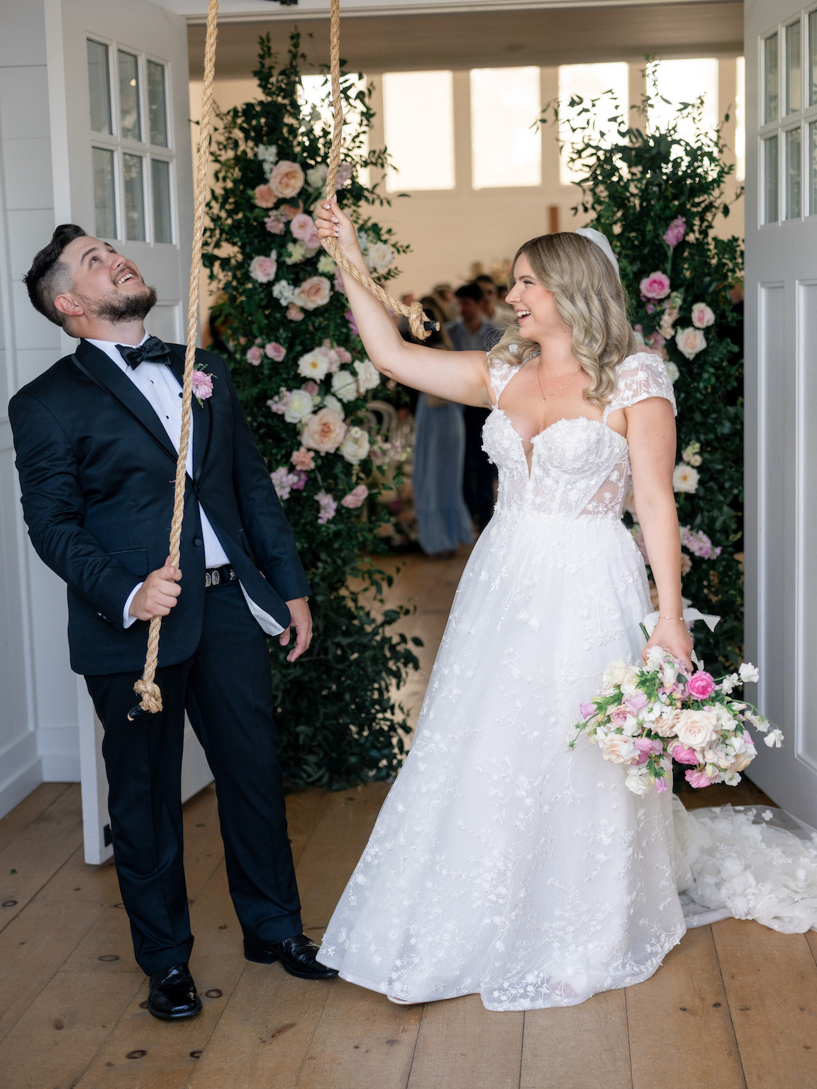 Arrowhead Hill Wedding ceremony with lush florals