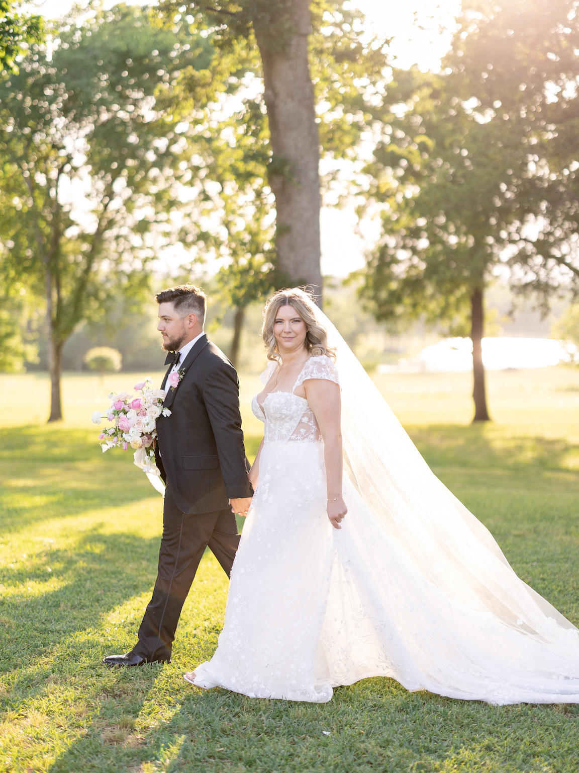 Arrowhead Hill Wedding bride and groom sunset portraits