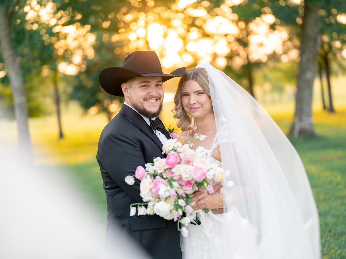 Arrowhead Hill Wedding bride and groom sunset portraits