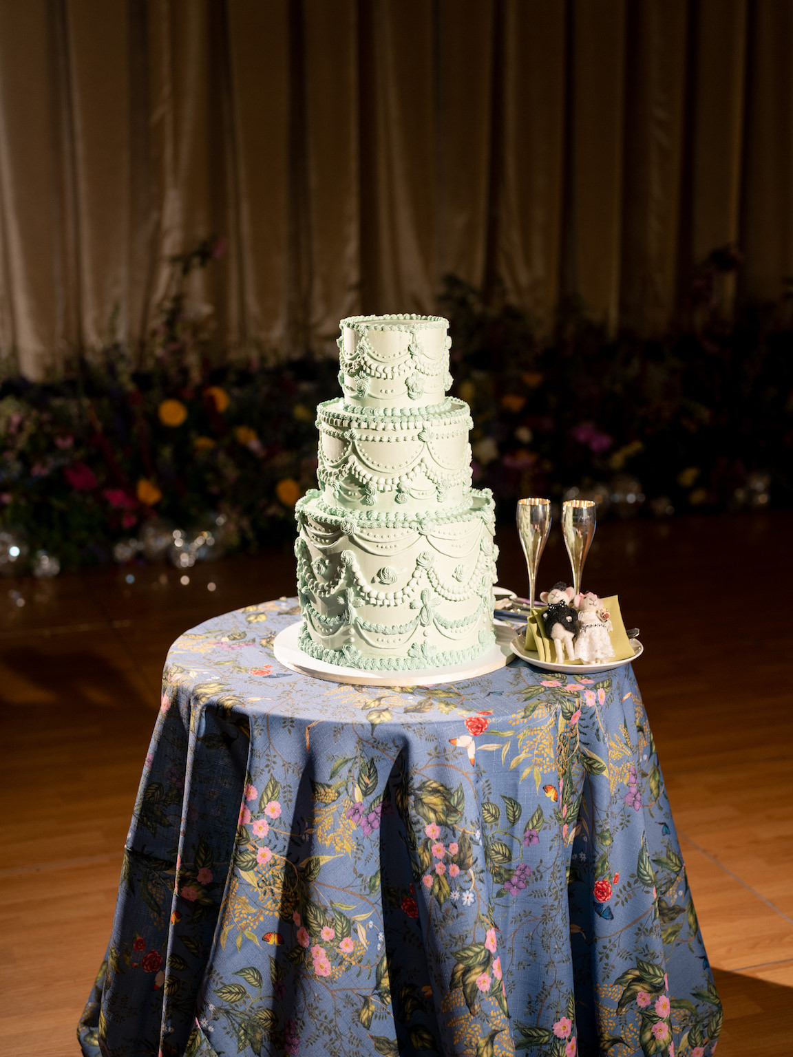 Fairmont San Francisco Wedding reception table lush florals and vibrant colors