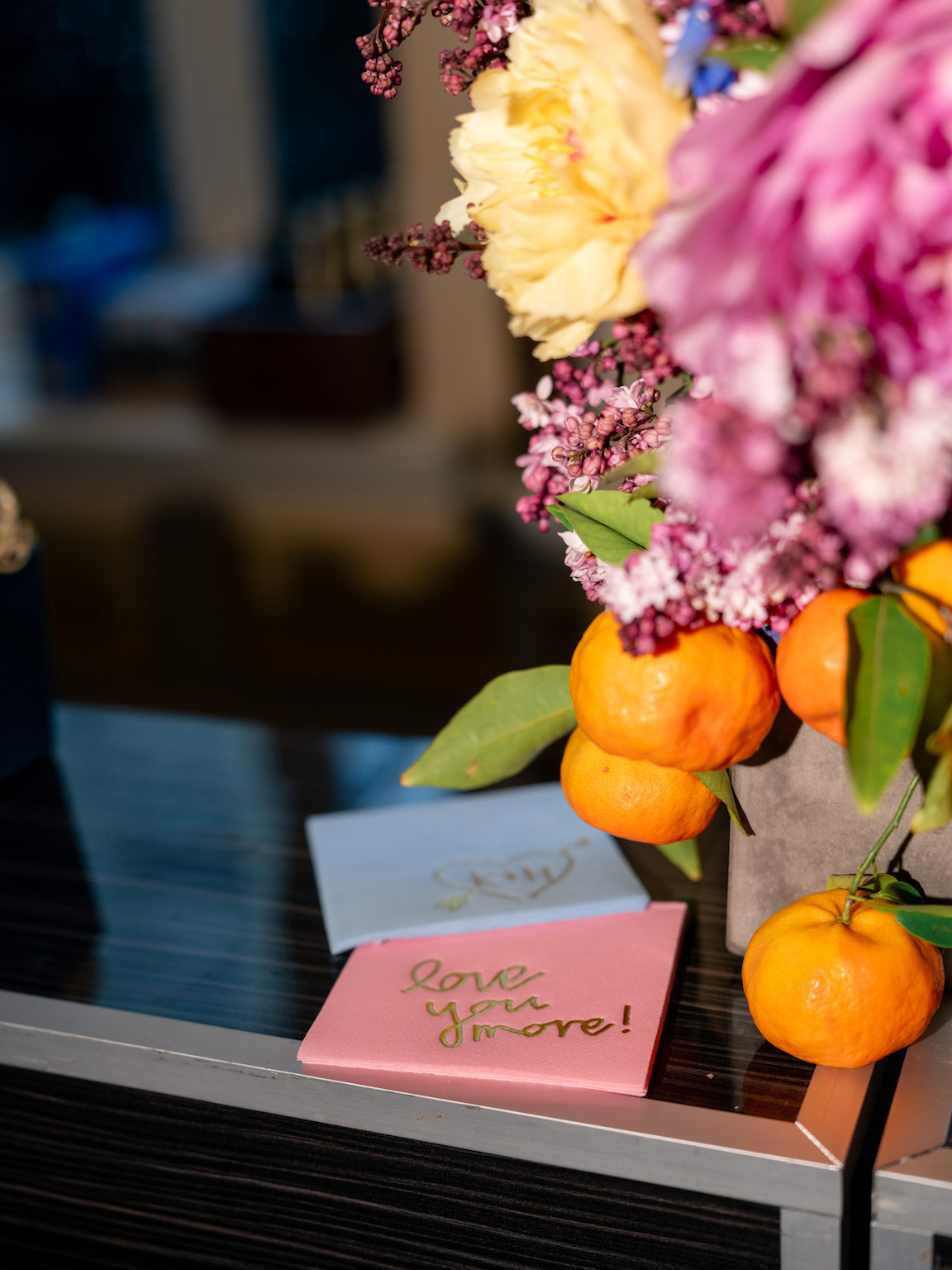 Fairmont San Francisco Wedding reception table lush florals and vibrant colors