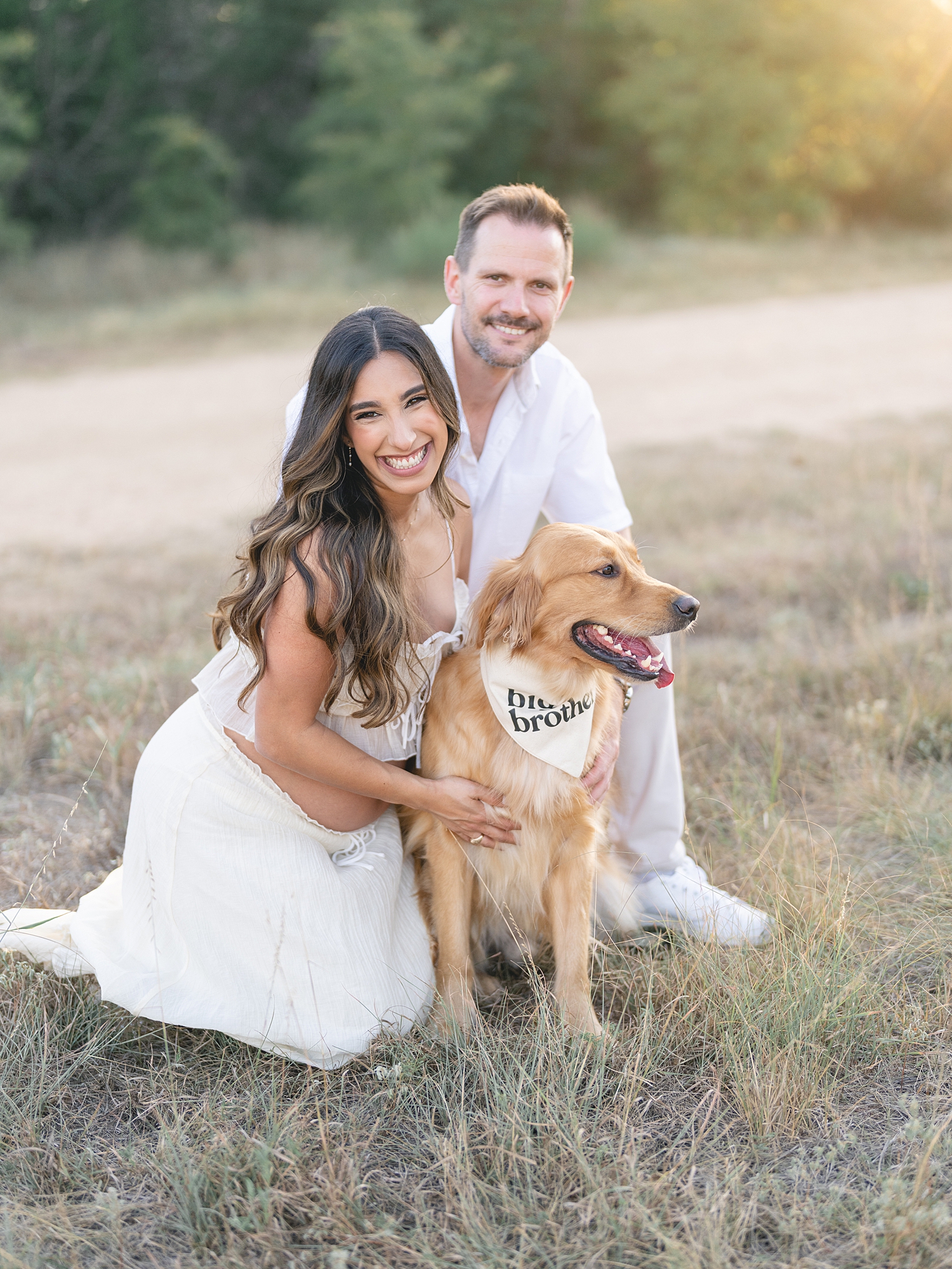 Austin maternity session at sunset with dog