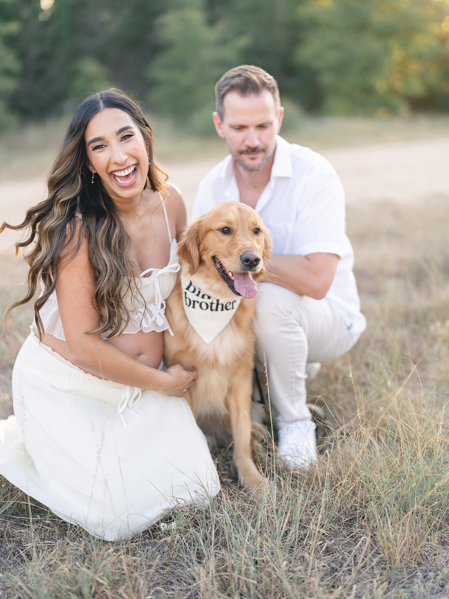 Austin maternity session at sunset with dog