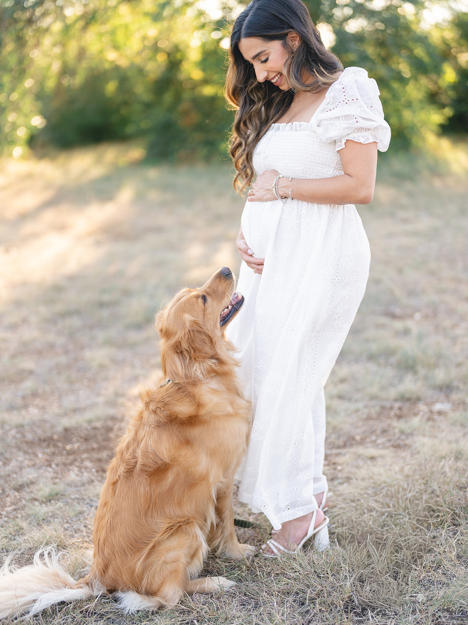Austin maternity session at sunset with dog