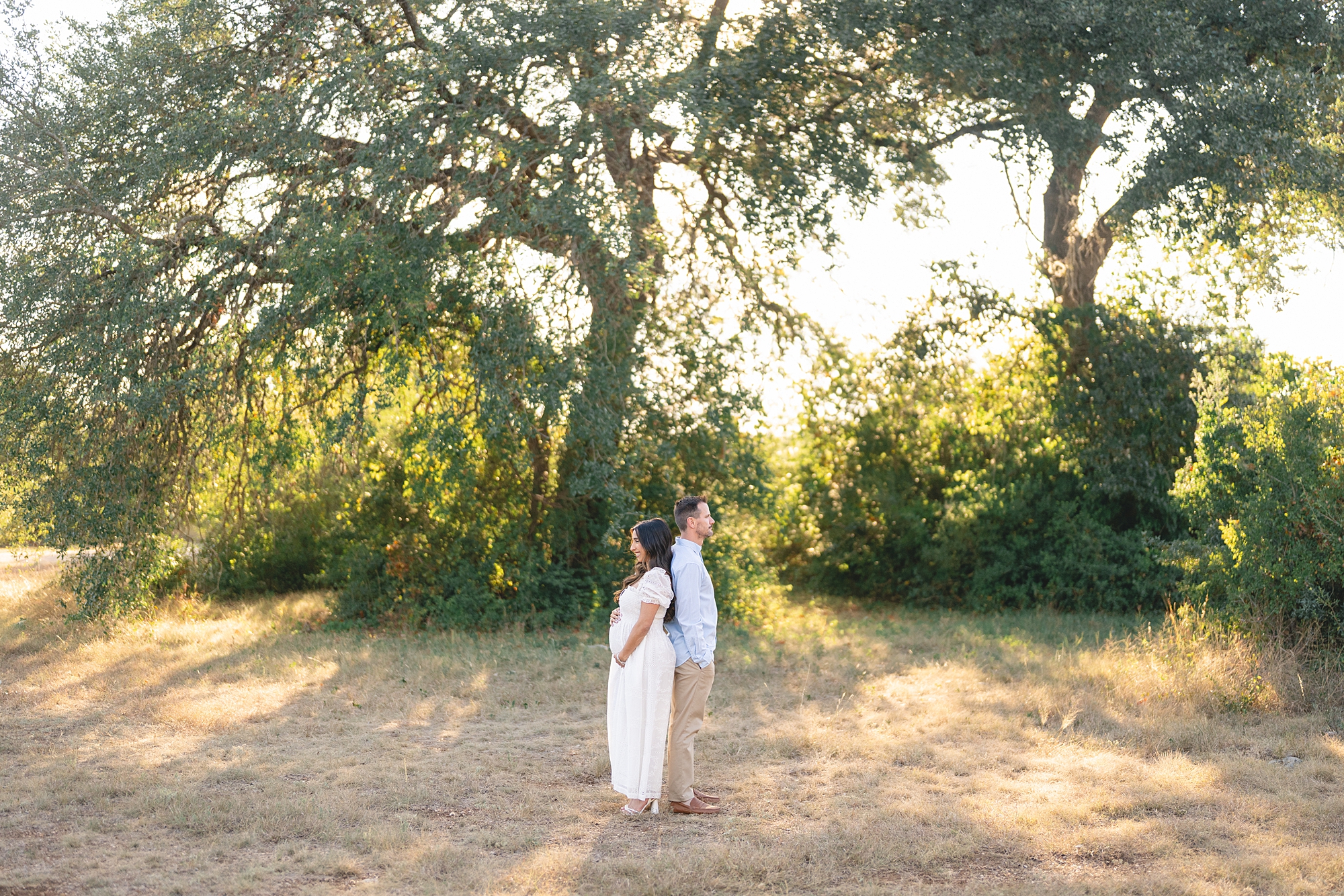 sunset maternity photos in Austin park