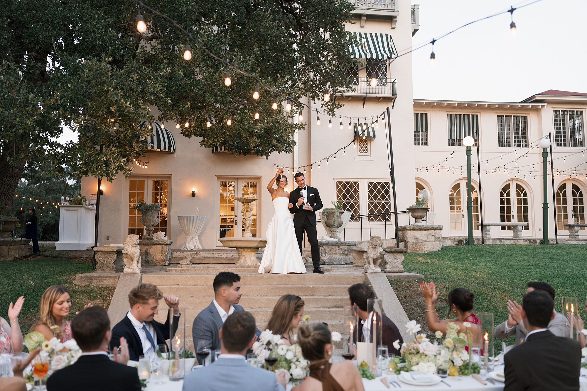 elegant wedding reception in Austin Texas at Laguna Gloria