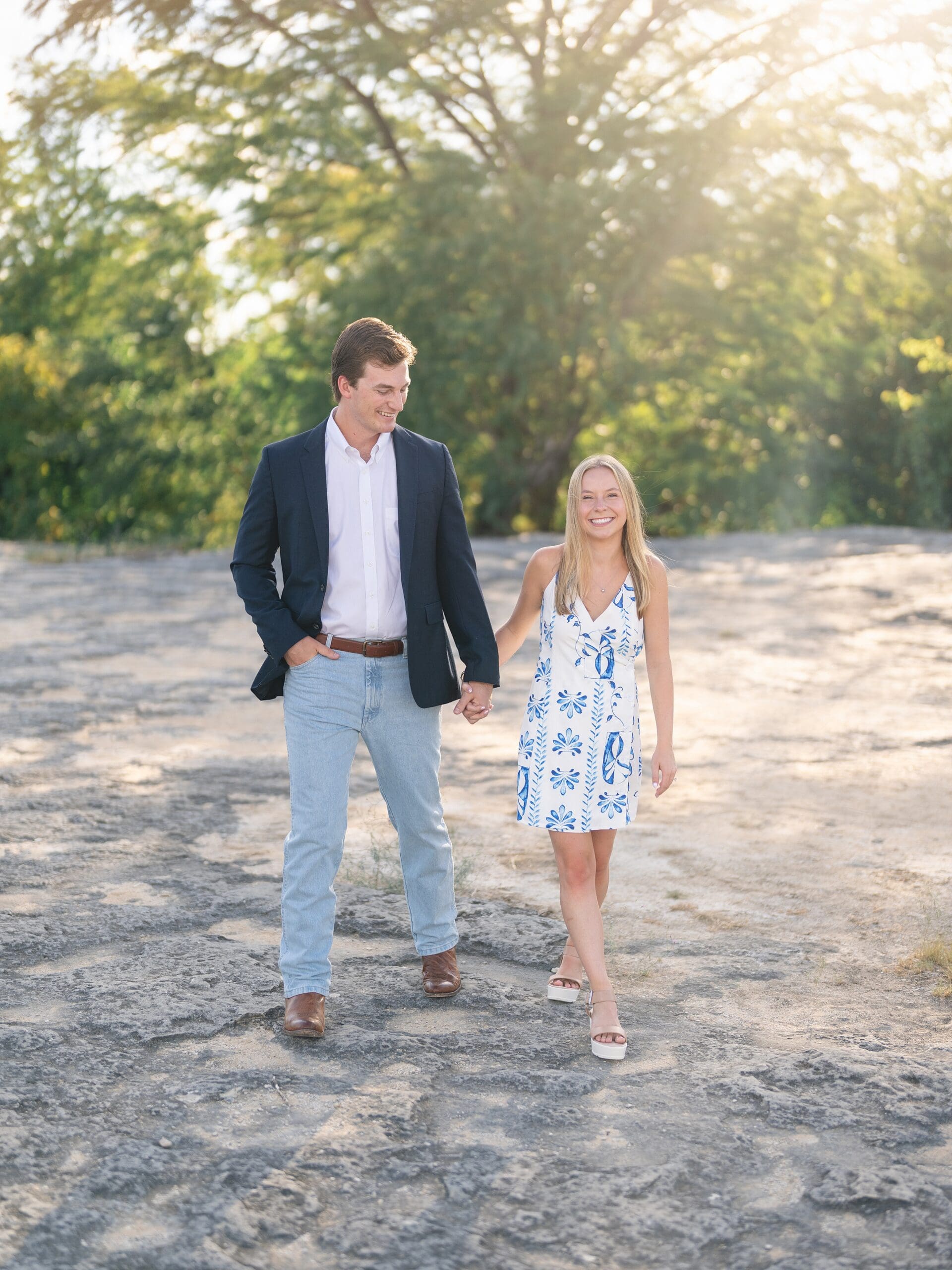 McKinney Falls engagement session golden hour