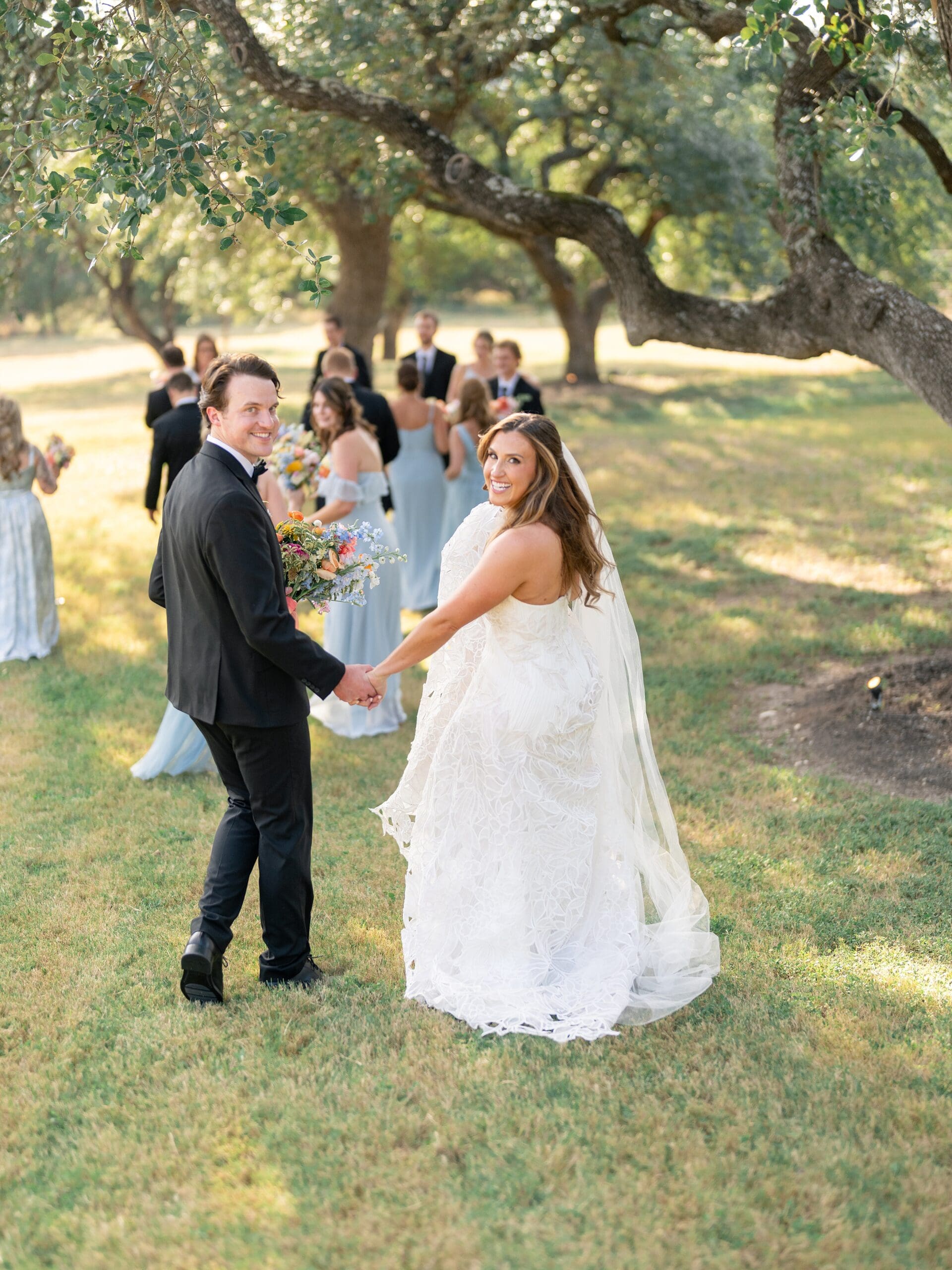 bride and groom portraits colorful wedding Austin