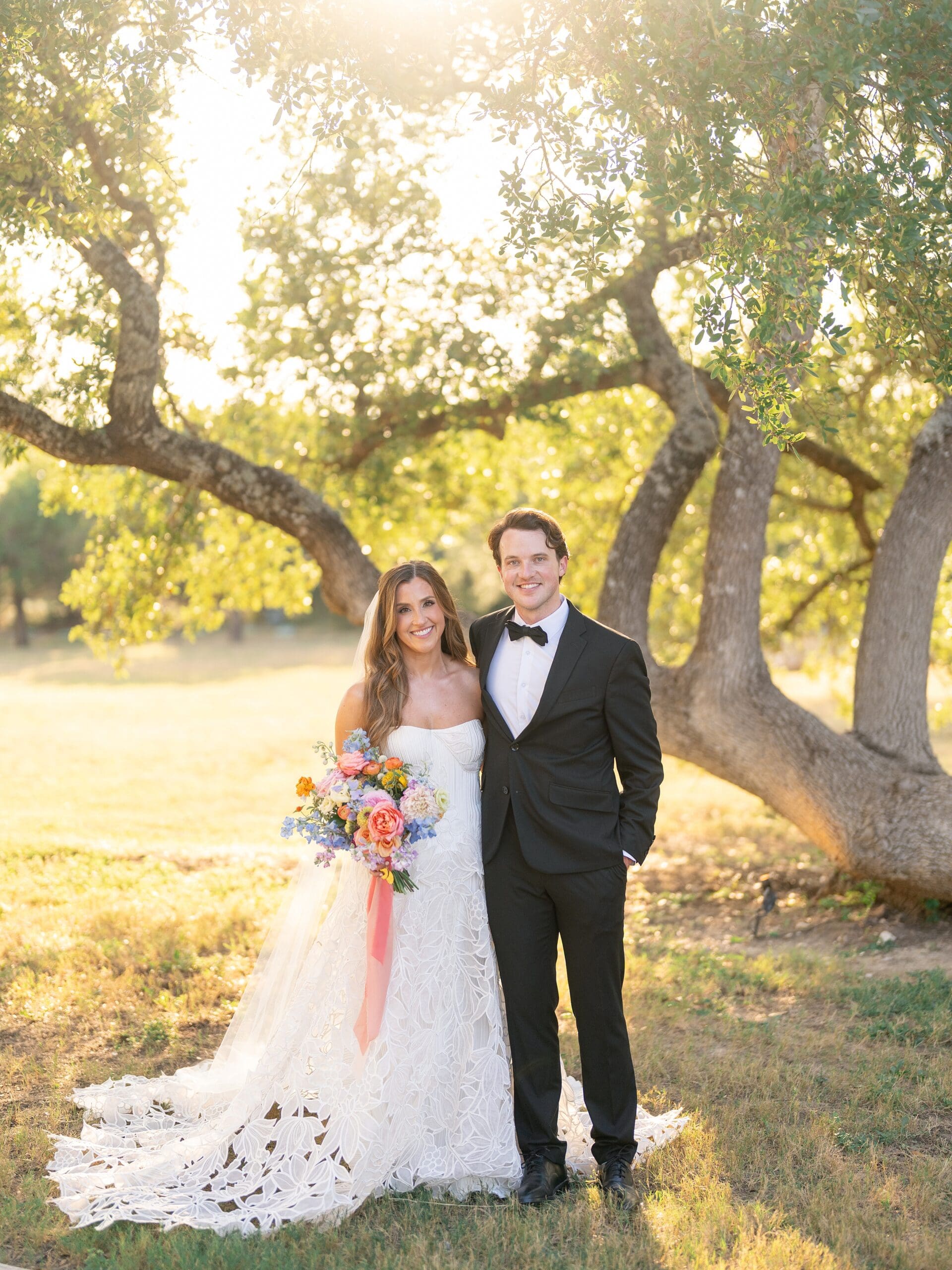 bride and groom portraits colorful wedding Austin